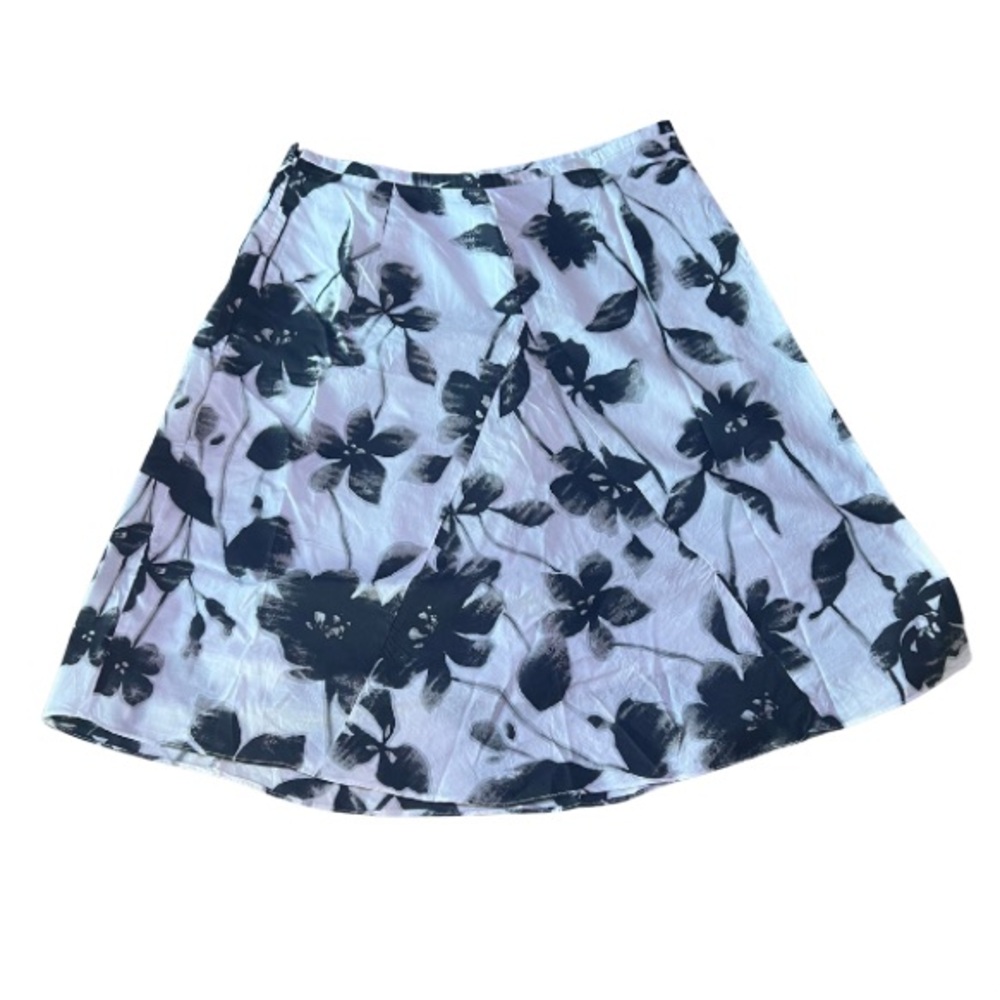 George Black and White Floral A-Line Skirt